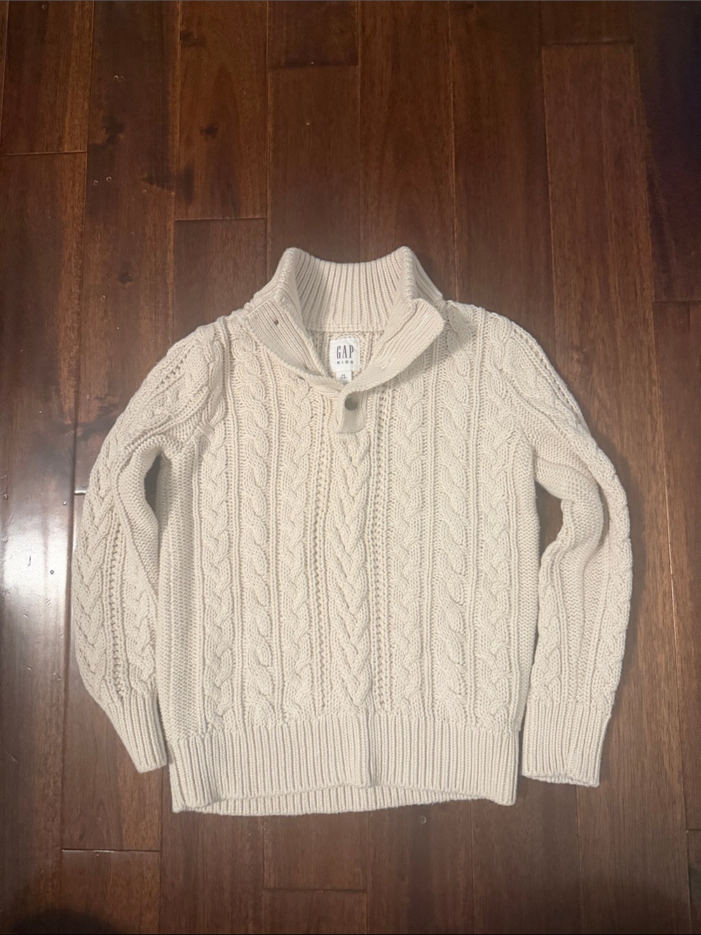 GAP Cream Cable-Knit Shawl Collar Sweater
